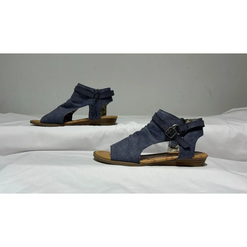 Blowfish blue canvas wedge sandals  Size 6.5